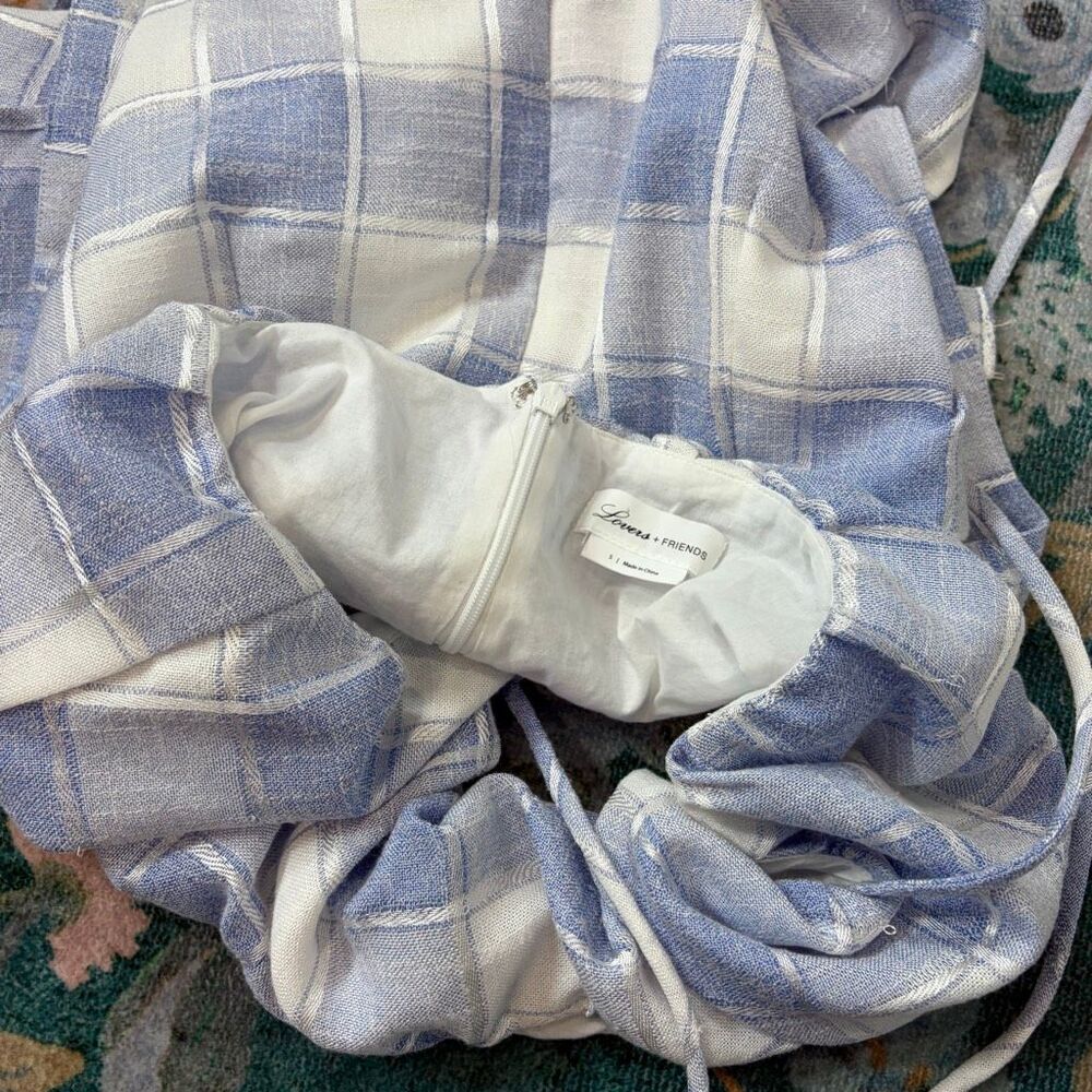 Lovers + Friends Irena Dress Revolve Small Blue White Plaid Cutout Halter Check - Picture 5 of 11